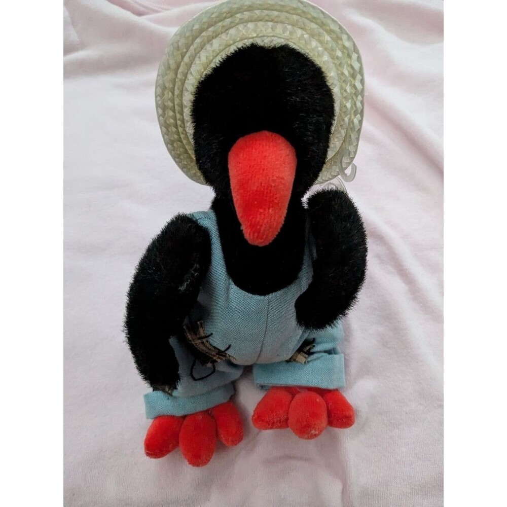 Vintage 1993 Ty Attic Treasures Cawley the Crow Plush Overalls & Straw Hat